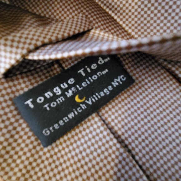 Tongue Tied Tom McLellon NYC Brown Checked Silk Tie - Picture 4 of 5